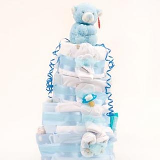 4 Tier Deluxe Blue Nappy Cake image