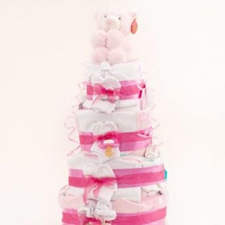 4 Tier Deluxe Pink Nappy Cake image