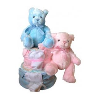 2 Tier Twins Nappy Cake image