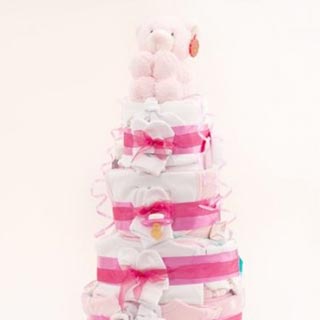 3 Tier Pink Nappy Cake image
